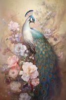 Pfau als Wandschmuck - helle Farbtöne