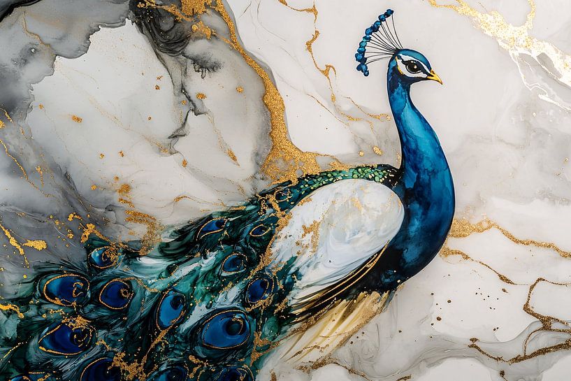 Pfau auf abstraktem Hintergrund von Art & Soul Creations