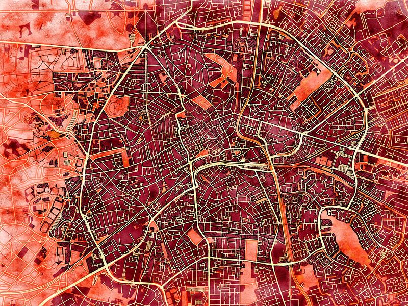 Map of Apeldoorn centrum with the style 'Amber Autumn' by Maporia