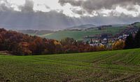 Couleurs chaudes de l'automne et maisons à colombages - Sauerland - Allemagne