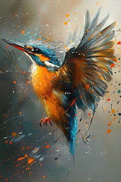 Eisvogel Malerei | Eisvogel Kunst | Malerei Vogel von AiArtLand