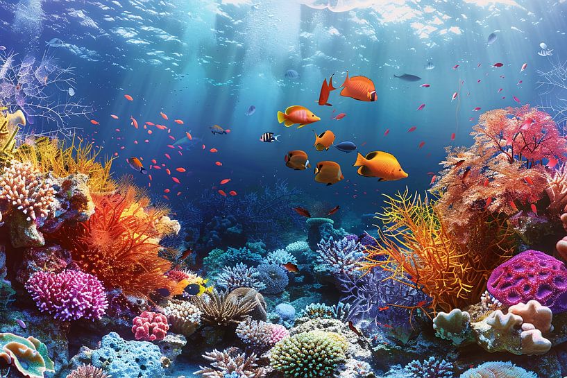 Lebendiges Korallenriff voller bunter Fische von Imperial Art House