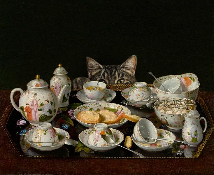 a Tea Set (with a Cat) par Marja van den Hurk