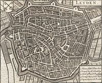 Eine alte Karte von Leiden. Historischer Stadtplan von Leiden, Altes Leiden
