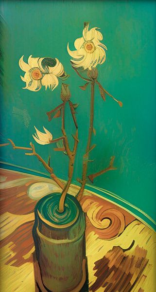 Flowers on the wooden table by Niek Traas