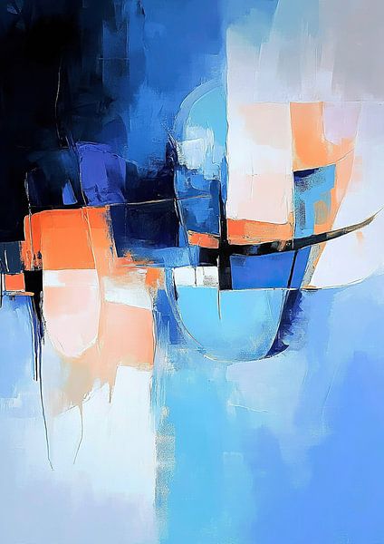 Abstrait - Vibrations bleues et fusion orange par Zen et Plus