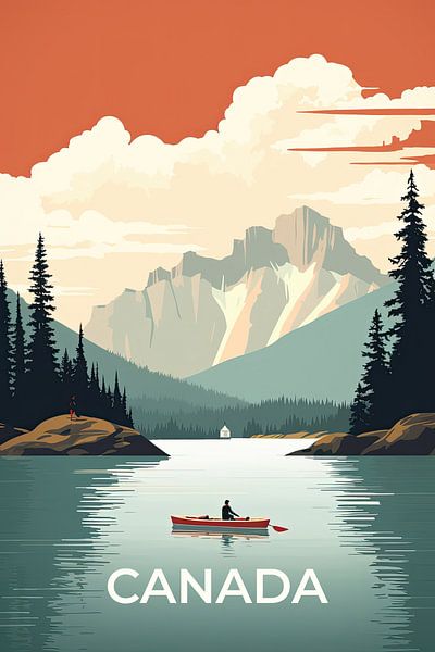 Retro travel poster Canada by True Nature Art