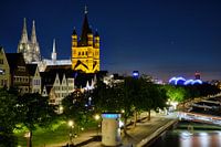 Cologne Cathedral and St. Martin's Church with a view of the Old Town in Cologne