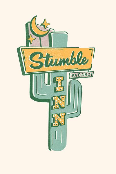 Stumble Inn Motel Modern Western Americana Kunst von The Whiskey Ginger