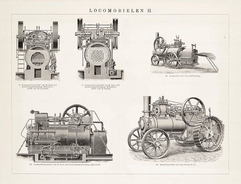 Antique engraving Locomobiles II by Studio Wunderkammer