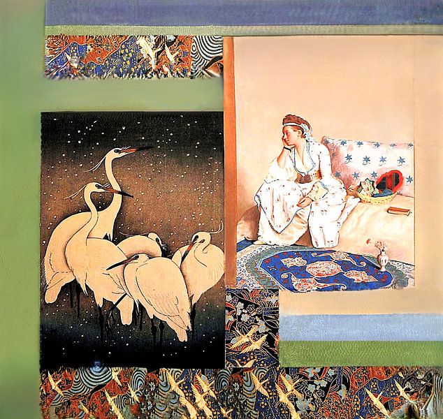 Die Kraniche (Collage 1 ) von Ineke de Rijk