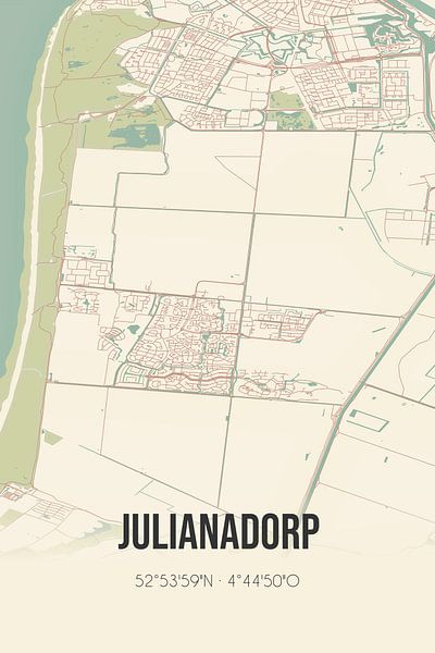 Alte Karte von Julianadorp (Nordholland) von Ortsdrucke