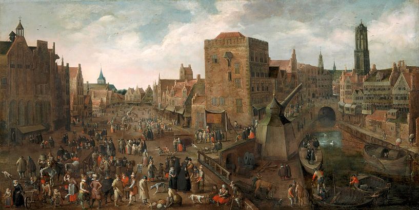 Der Ganzenmarkt und die Stadhuisbrug in Utrecht, Joost Cornelisz Droochsloot von All the Masters