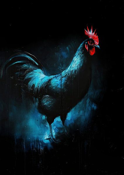 Malerei Rooster Blue von Kunst Laune