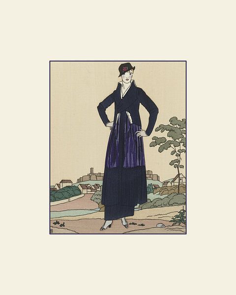 Eine Dame in Blau | Historisch, Vintage Art Deco Mode Druck von NOONY