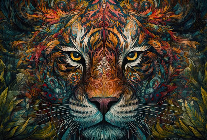 Gemälde TIGER - Moderner farbenfroher Blickfang von ARTEO Gemälde