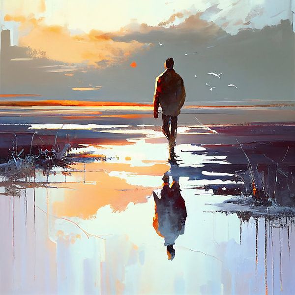 Mann auf dem Wasser von Bianca ter Riet