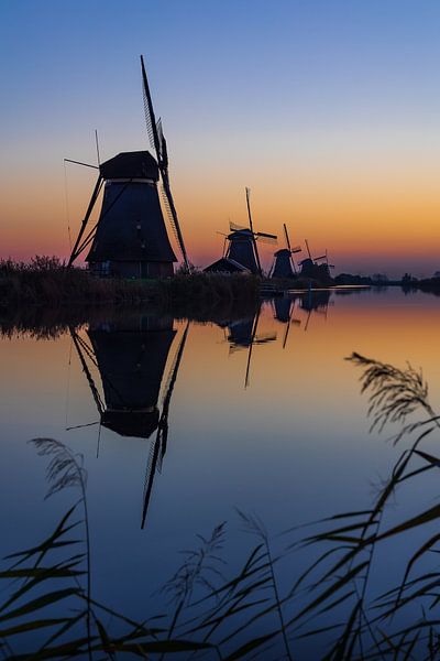 A sunrise at the windmills of Kinderdijk by Pieter van Dieren (pidi.photo)