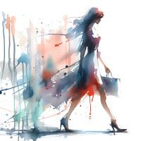 Aquarell Frau mit Tasche