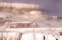 Mammoth Hot Springs in the morning mist, Yellowstone