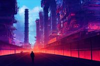 Eenzame voetganger in Neo Megacity