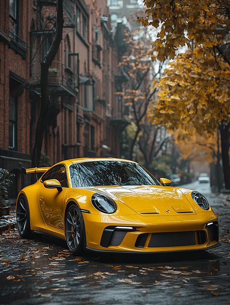 Porsche 911 jaune en ville par Bianca Bakkenist