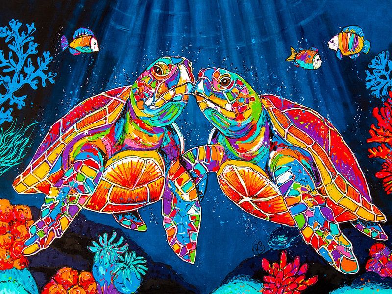 Meeresschildkröten: Unterwasserliebe von Happy Paintings / Renata Rolefes