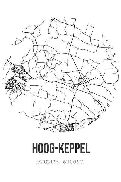 Hoog-Keppel (Gueldre) | Carte | Noir et blanc par Affiches de lieux
