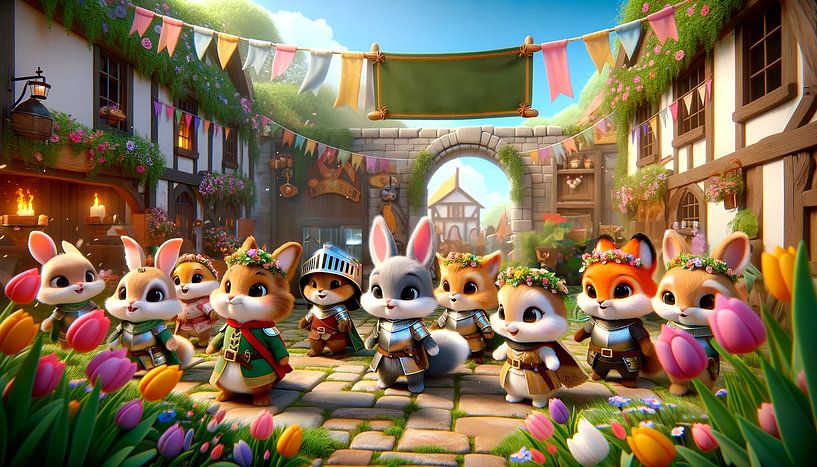 Fête de printemps colorée des enfants animaux par artefacti