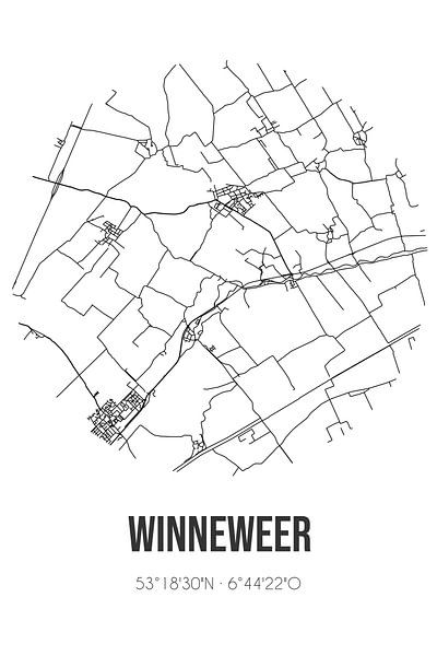 Winneweer (Groningen) | Carte | Noir et blanc par Affiches de lieux