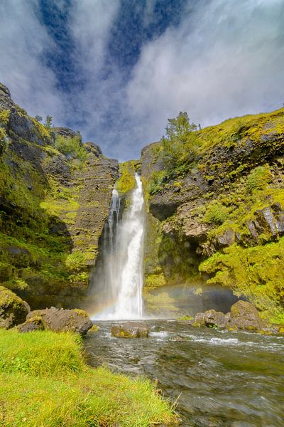 Gluggafoss-Wasserfall in Island an einem schönen Tag von Sjoerd van der Wal Fotografie