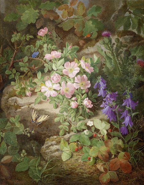 Large Still Life with Alpine Flowers, Josef Lauer by Masterful Masters