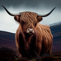 Schottische Highlander in der Landschaft