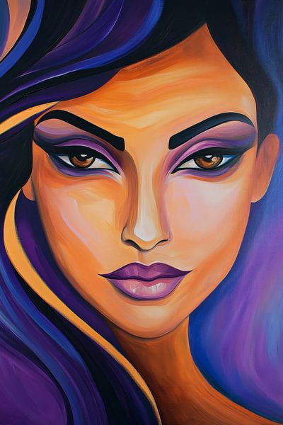 Feminine portrait in vibrant colours by Poster Art Shop
