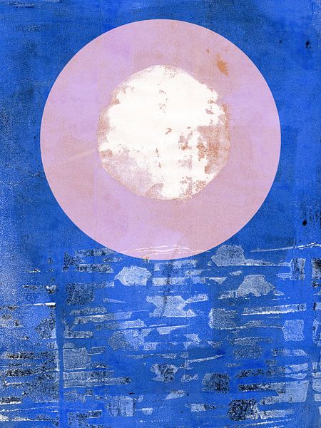 Abstrakte organische Formen in Neonpink, Weiß und Kobaltblau. von Dina Dankers