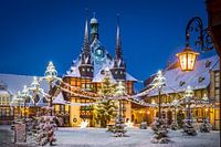 Winternacht in Wernigerode, Deutschland