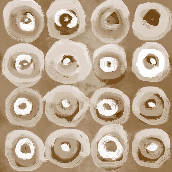 Abstrakte gemalte Geometrie in Sepiabraun, Beige und Weiß von Dina Dankers