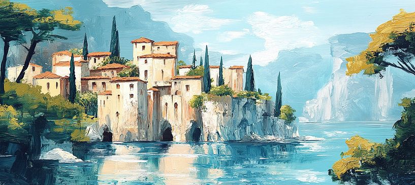 Mittelmeerküste | Ewige Sommerflucht von Abstraktes Gemälde