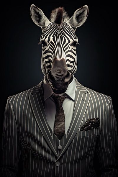 Zebra im gestreiften Anzug von Wall Wonder