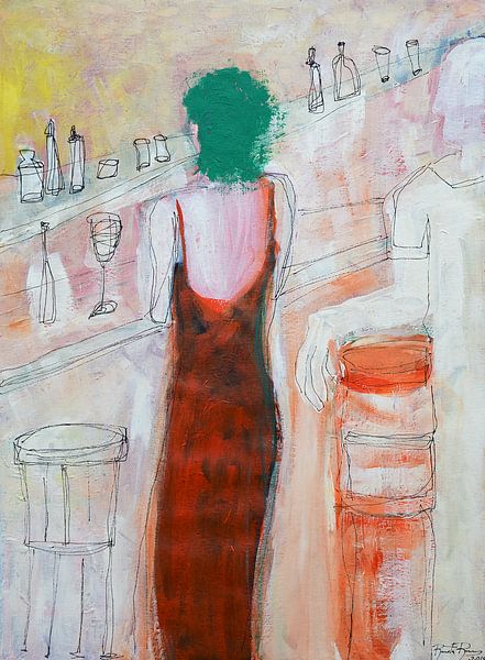 Frau im Kaffeehaus von Renata Ramos