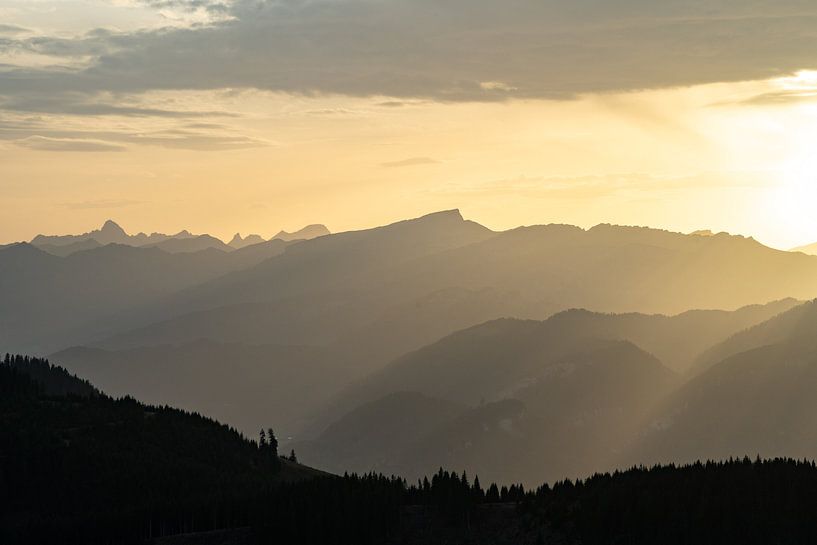 Coucher de soleil sur les Alpes d'Allgäu et le haut Ifen par Leo Schindzielorz