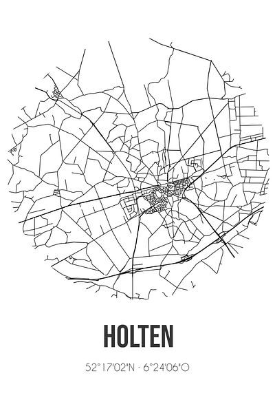 Holten (Overijssel) | Karte | Schwarz und Weiß von Ortsdrucke