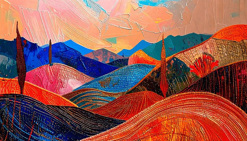 Modern Abstract painting. Series: Landscape in structures - 3 by Studio Pieternel