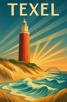 Texel Lighthouse Vintage Travel Poster