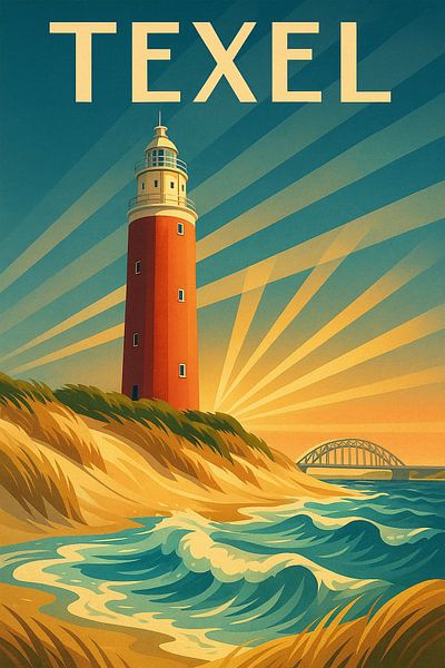 Vuurtoren Texel Vintage Reisposter van Travel Shop