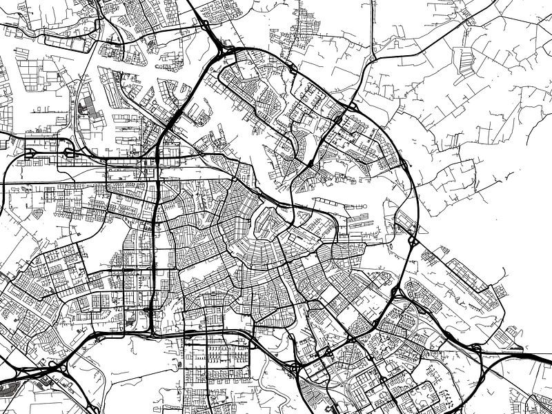 Karte von Amsterdam in Schwarz ud Weiss von De Kaartenwinkel