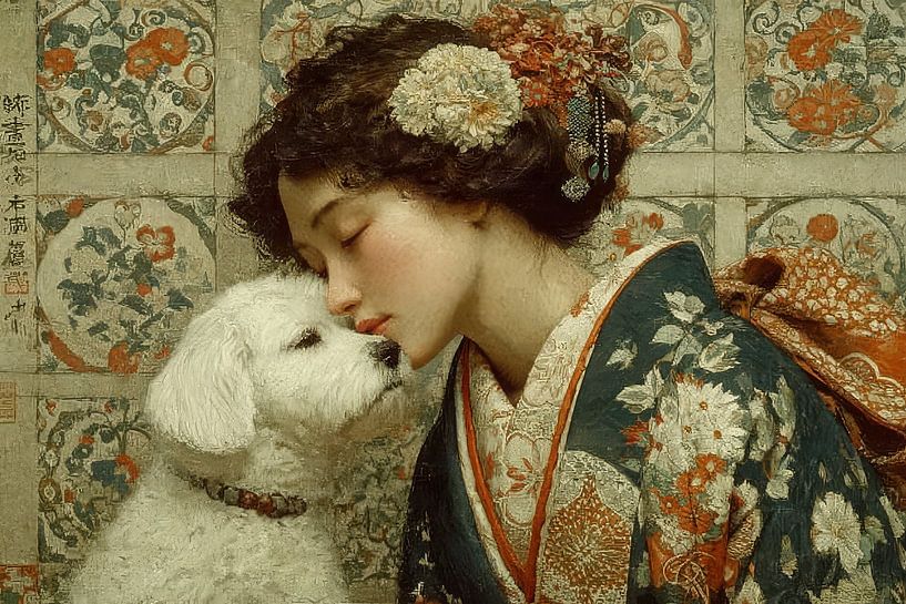 Frau mit Haustier Japan von Egon Zitter