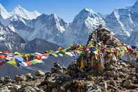 Gebds-Fahnen am Mount Everets im Himalaya-Gebirge - Nepal