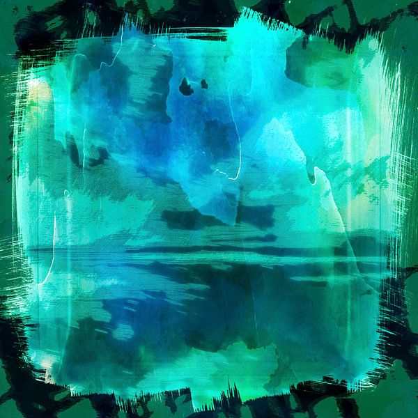 Japanese Wabi Sabi Landscape in Forest Colours by Mad Dog Art