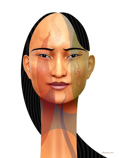 Frau mit Tätowierung von Ton van Hummel (Alias HUVANTO)